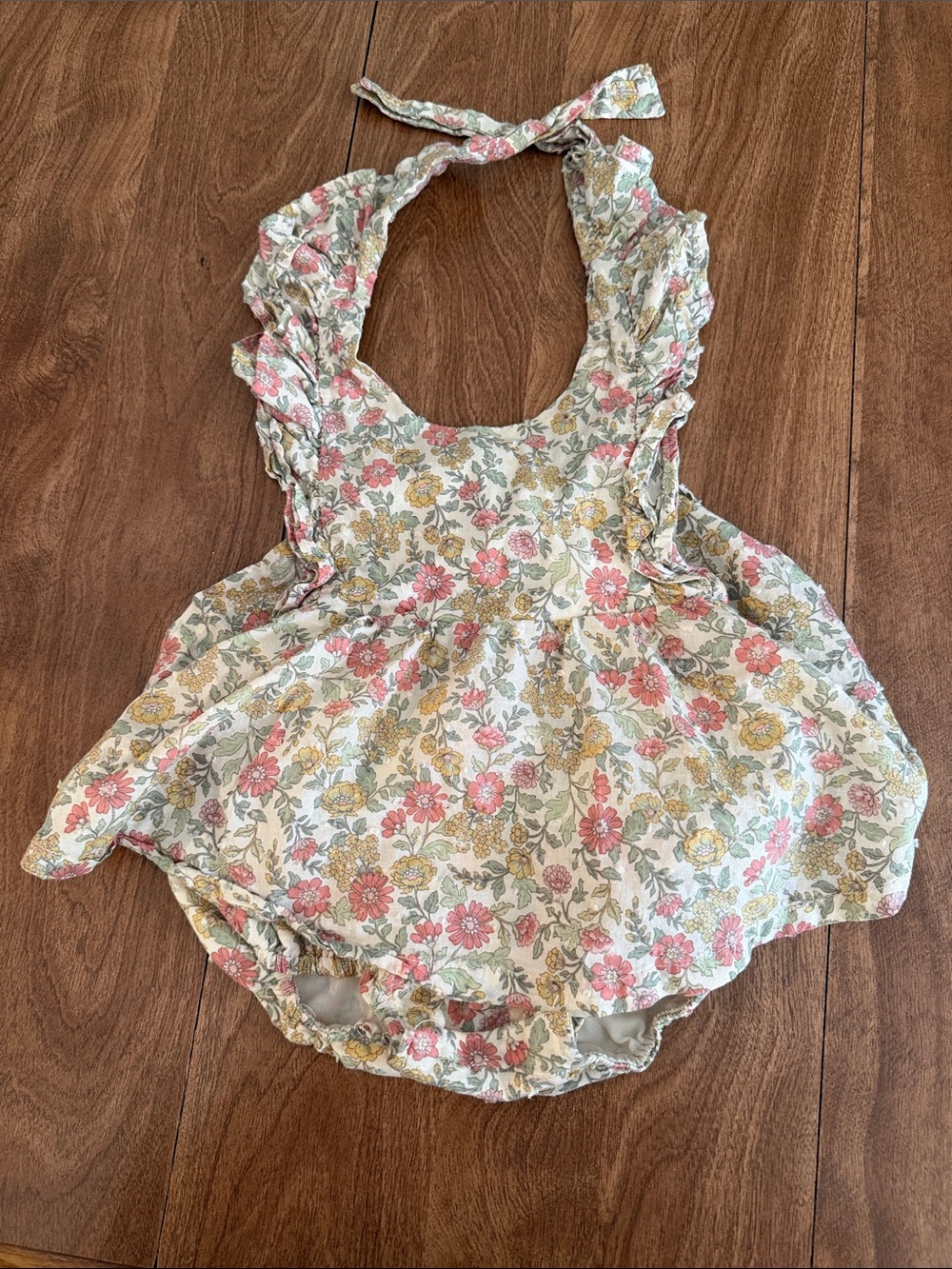 Joie Floral Halter One-Piece Bodysuit in Cream, Pink & Yellow